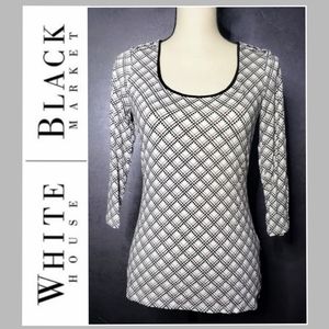 WHBM  Black & White Blouse